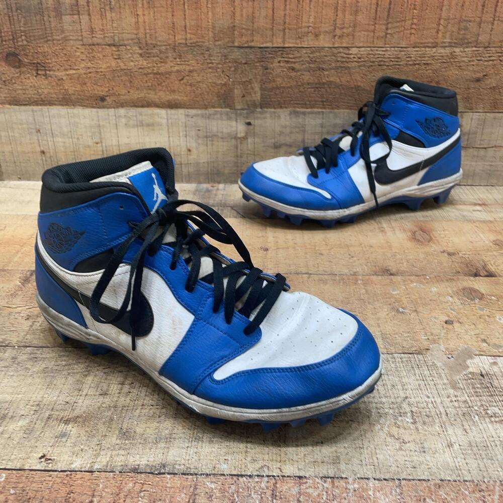 Jordan 1 TD Mid Shoes Mens Size 13 47.5 Blue Football Cleats Mid Top FJ6805-104